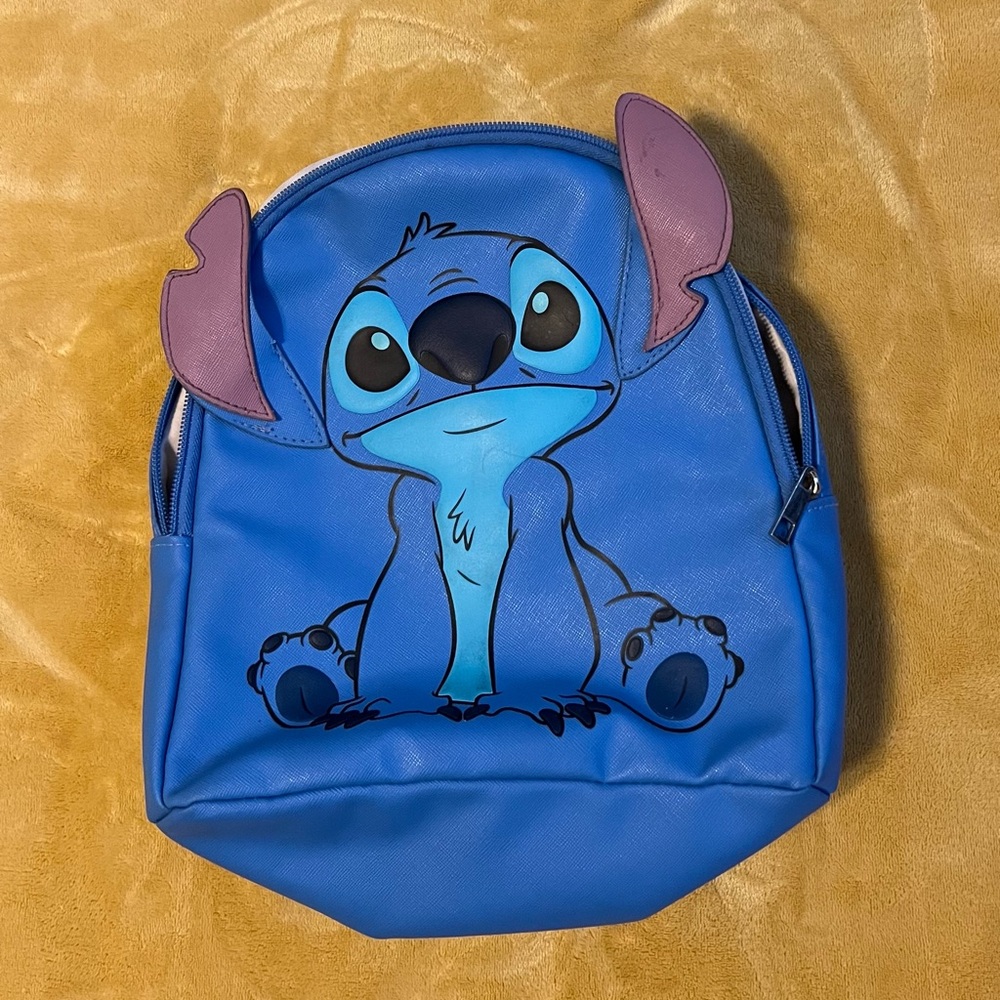 Disney Blue Stitch Mini Backpack with Pink Ear Accents